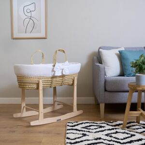 Clair De Lune Chelsea Moses Basket with Bedding and Stand White 84cm H X 28cm W X 75cm L
