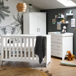 Obaby Nika Cot Bed 3-Piece Nursery Furniture Set White Wash 70 x 140 cm