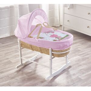 Kinder Valley Palm Moses Basket with Bedding and Stand Brown;White;Pink 30cm H X 47cm W X 72cm L
