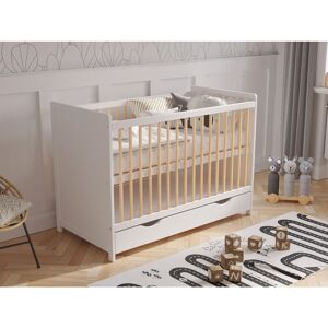 Harriet Bee Tilly-Mae Cot Bed with Mattress White/Pine