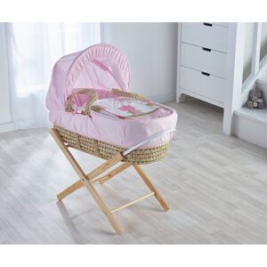 Kinder Valley Palm Moses Basket with Bedding and Stand Brown;Pink 30cm H X 47cm W X 72cm L