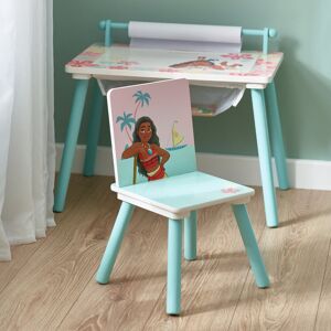 Disney Moana Kids Table and Chair Set - Wooden Activity Table for Toddlers with Lift-Up Tabletop, Chalkboard, Paper Roll, and Nylon Storage Space - Id Green 44cm H X 60cm W X 40cm D