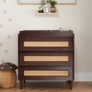 Tutti Bambini Japandi Chest Changer - Warm Walnut Brown 89cm H X 84cm W X 51.5cm D