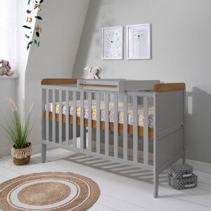 Tutti Bambini Rio Cot Bed with Mattress and Cot Top Changer Dove Grey & Oak Standard