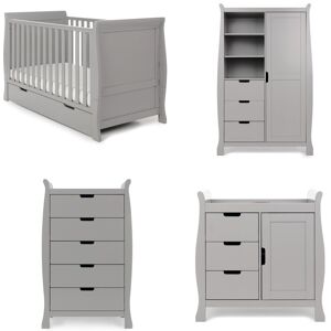 Obaby Stamford Classic Sleigh 4 Piece Nursery Furniture Set Warm Grey 70 x 140 cm