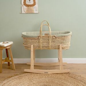 Clair De Lune Organic Palm Moses Basket Sage 24cm H X 28cm W X 75cm L