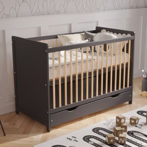 Harriet Bee Tilly-Mae Cot Bed with Mattress Anthracite/Pine