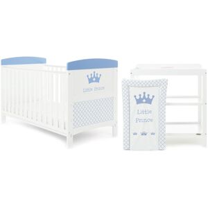 Obaby Grace Inspire Little Prince Cot Bed, 2 Piece Nursery Furniture Set with Changing Mat White 70 x 140 cm