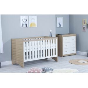 BabyMore Veni Cot Bed 2-Piece Nursery Furniture Set Oak/White 70 x 140 cm
