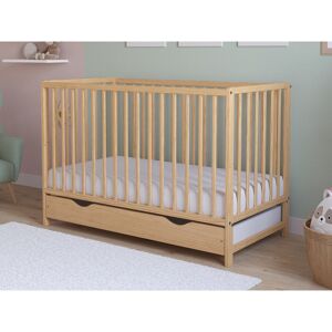 Harriet Bee Asher Cot Bed 120X60cm With Drawer & Microfiber Quilted Mattress Beige/Tan Standard