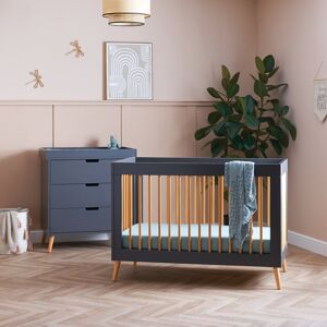 Obaby Maya Mini 2 Piece Nursery Furniture Set Slate With Natural 60 x 120 cm
