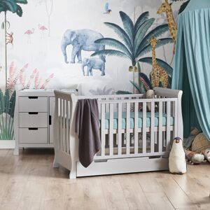 Obaby Stamford Mini Cot Bed 2-Piece Nursery Furniture Set Warm Grey 60 x 120 cm