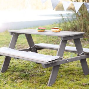 roba Kids 4 Piece Solid Wood Rectangular and Chair Set and Bench Gray 50cm H X 89cm L X 84.5cm D