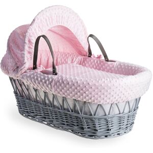 Clair De Lune Dimple Wicker Moses Basket Pink 27cm H X 30cm W X 68cm L