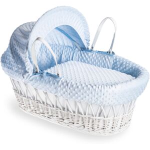 Clair De Lune Dimple Wicker Moses Basket Blue 26cm H X 29cm W X 66cm L