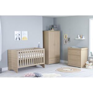 BabyMore Veni Cot Bed 3-Piece Nursery Furniture Set Oak 70 x 140 cm