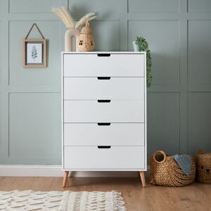 Obaby Maya Tall Boy - White with Natural White 325.12cm H X 203.2cm W X 50.6cm D