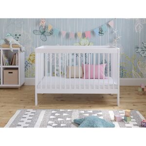 Harriet Bee Adwolf Cot Bed with Mattress White Standard
