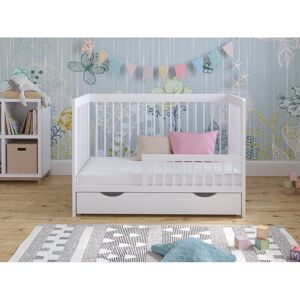 Harriet Bee Adwolf Cot Bed with Drawer and Mattress White Standard