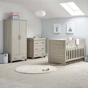 Obaby Nika Cot Bed 3 -Piece Nursery Furniture Set with Under Drawer Grey 70 x 140 cm