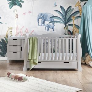 Obaby Stamford Luxe Cot Bed 2-Piece Nursery Furniture Set Warm Grey 70 x 140 cm