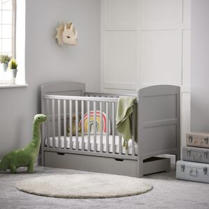 Obaby Grace Cot Bed, Under Drawer + Fibre Mattress Warm Grey Standard