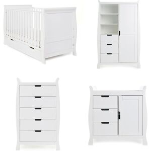 Obaby Stamford Classic Sleigh 4 Piece Nursery Furniture Set White 70 x 140 cm