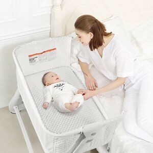 costway Baby 2-in-1 Bedside Crib with Mattress Grey 61cm H X 236.22cm W X 177.8cm L
