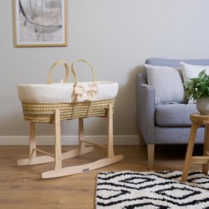 Clair De Lune Chelsea Moses Basket with Bedding and Stand Cream 84cm H X 28cm W X 75cm L