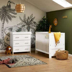 Obaby Nika Mini Cot Bed 2-Piece Nursery Furniture Set White 60 x 120 cm