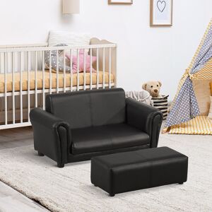 Harriet Bee Amelie Children's Sofa and Ottoman Black 41cm H X 83cm W X 42cm D