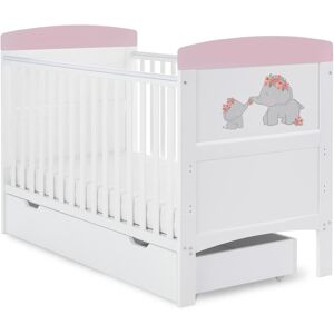 Obaby Grace Inspire Cot Bed & Underdrawer - Me & Mini Me Elephants Pink Standard