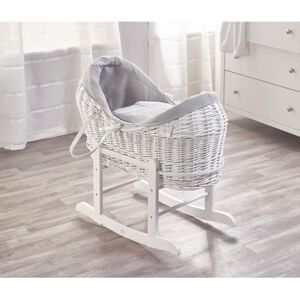 Isabelle & Max Fern Wicker Moses Basket with Bedding and Stand White 30cm H X 40cm W X 86cm L