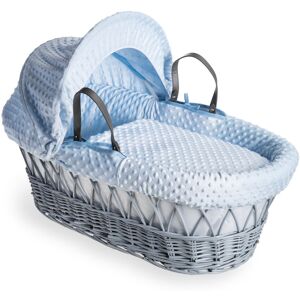 Clair De Lune Dimple Wicker Moses Basket Blue 27cm H X 30cm W X 68cm L