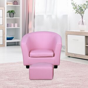 Isabelle & Max Penn Children's Chair and Ottoman Pink 41.5cm H X 51cm W X 39cm D