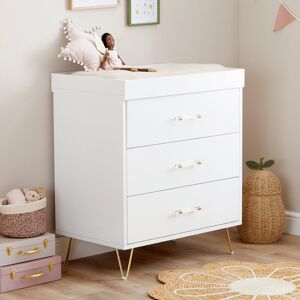 Babymore Kimi Nursery Chest Changer - Acrylic White 93cm H X 80cm W X 52cm D