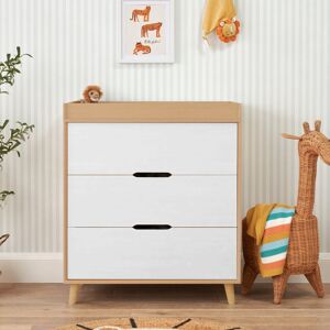 Tutti Bambini Fika Chest Changer White/Light Oak 82cm H X 80cm W X 51.5cm D
