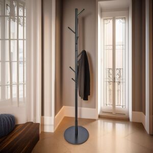 Borough Wharf Crumrine Wooden 8 - Hook Coat Stand Entryway Hallway Furniture Hat Stand Black 170cm H X 37cm W X 37cm D