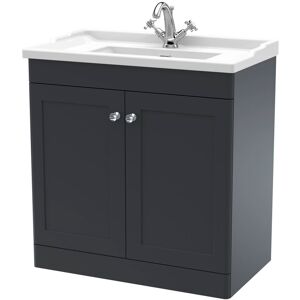 Nuie Classique 800mm Double Bathroom Vanity with Vanity Top Satin Anthracite 858mm H X 820mm W X 480mm D