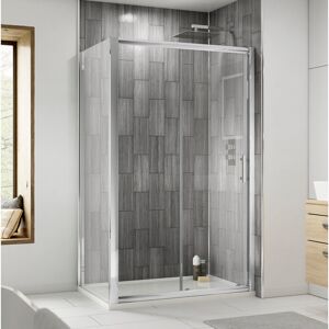 Nuie Pacific Sliding Door Framed Tempered Glass Single Shower Door Chrome 99cm