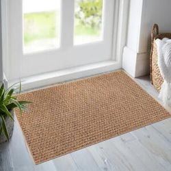 NETLINE HOME Non Slip Area Rugs Washable Carpet Pad Entryway Rug Weather Resistant Indoor and Outdoor Use 5004 Beige Rectangle 60 x 100 cm