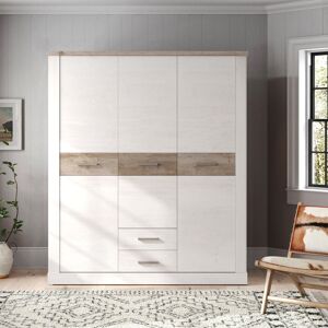 Gracie Oaks Berlanga 3 Door Wardrobe Pinia White/Oak Antique 199.3cm H X 170.8cm W X 58.7cm D