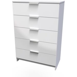 Brayden Studio Fully Assembled Agel 5 - Drawer Chest of Drawers White 107.5cm H X 76.5cm W X 41.5cm D