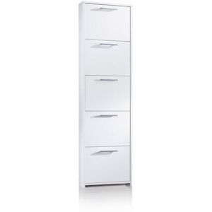 17 Stories Shoe Rack Multipurpose Furniture With 5 Doors, Modern Shoe Cabinet With Shelves, 50X18H178 Cm, White White 10