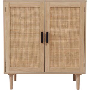 17 Stories Rattan Oak Double Door Cabinet Sideboards Brown 88cm H X 80cm W X 40cm D