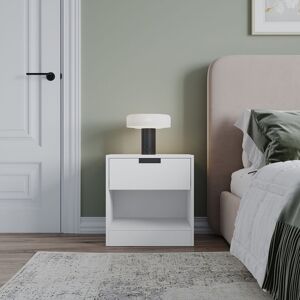 17 Stories 1 Drawer Bedside Table Nightstand Shelf Cabinet Storage Unit Bedroom Furniture White 46.5cm H X 45cm W X 35cm D