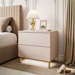 Fairmont Park Aayam 55cm W Bedside Table Cashmere/Gold 52cm H X 55cm W X 37cm D