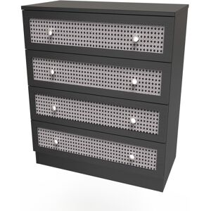 Latitude Run Fully Assembled Norvelt 4 - Drawer Chest of Drawers Smooth Black 88.5cm H X 76.5cm W X 41.5cm D