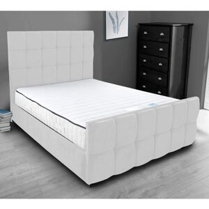 Brayden Studio Merricks Upholstered Bed Frame White Double (4'6)
