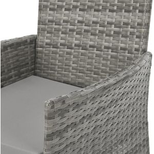 Lark Manor Sunray Outdoor Rattan Garden Bistro 3 Piece Set with Cushions Glass Top Table Grey 2
